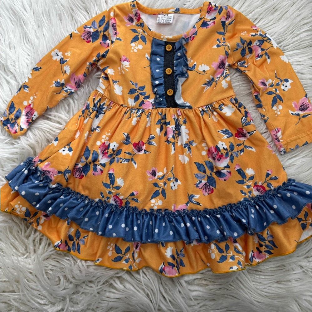 Charming Floral Kids Dress with Ruffle Accents